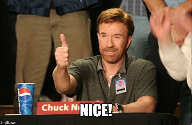 Chuck Norris Approves Meme | NICE! | image tagged in memes,chuck norris approves,chuck norris | made w/ Imgflip meme maker