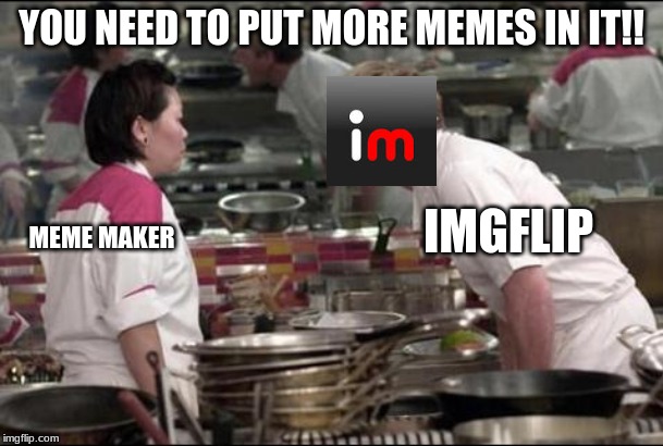 we need more memes | YOU NEED TO PUT MORE MEMES IN IT!! IMGFLIP; MEME MAKER | image tagged in memes,angry chef gordon ramsay,imgflip | made w/ Imgflip meme maker
