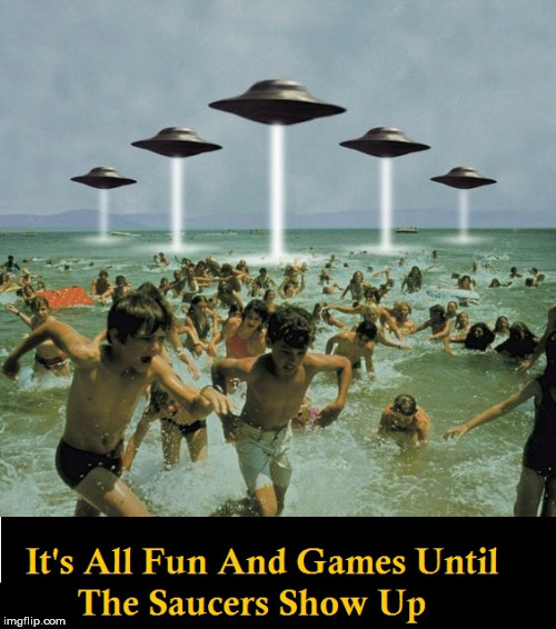 image tagged in flying saucers,ufo,beach | made w/ Imgflip meme maker