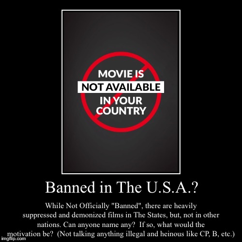 The U.S. Government Doesn't Want It's "Free" Citizens to View This Film because it's "propaganda". | image tagged in demotivationals,banned in america,government censorship,torrents,land of the free,this film does not exist | made w/ Imgflip demotivational maker