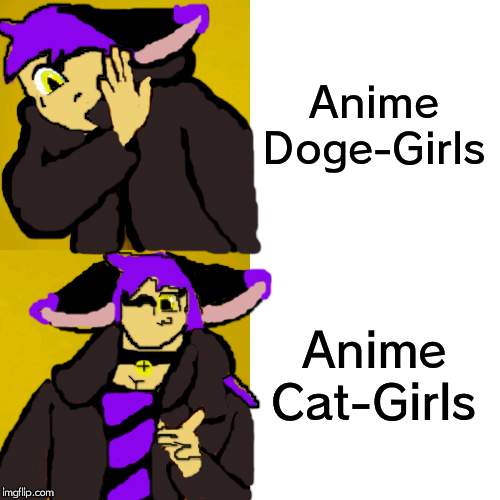 Drake Hotline Bling | Anime Doge-Girls; Anime Cat-Girls | image tagged in memes,drake hotline bling | made w/ Imgflip meme maker