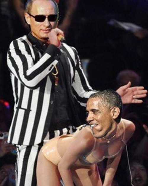 Putin's Cockholster | image tagged in putin,barack obama,gay obama,whos your daddy now,putins cockholster,bag of dicks | made w/ Imgflip meme maker