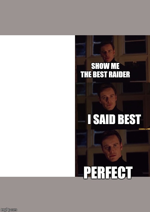 perfection | SHOW ME THE BEST RAIDER; I SAID BEST; PERFECT | image tagged in perfection | made w/ Imgflip meme maker