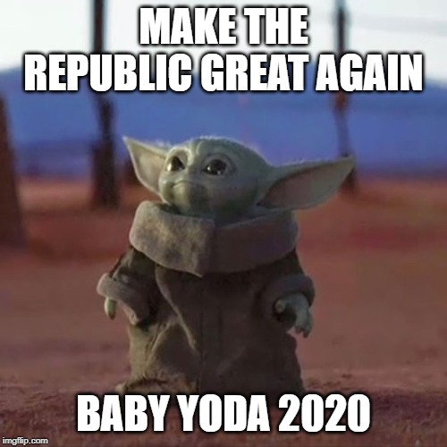Baby Yoda | MAKE THE REPUBLIC GREAT AGAIN; BABY YODA 2020 | image tagged in baby yoda | made w/ Imgflip meme maker