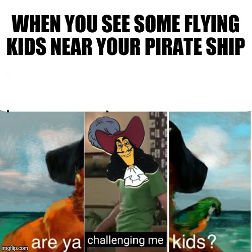 WHEN YOU SEE SOME FLYING KIDS NEAR YOUR PIRATE SHIP | image tagged in memes | made w/ Imgflip meme maker