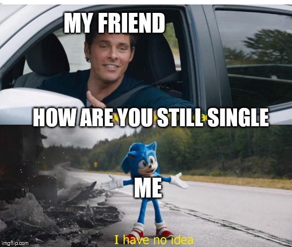 sonic how are you not dead | MY FRIEND; HOW ARE YOU STILL SINGLE; ME | image tagged in sonic how are you not dead | made w/ Imgflip meme maker
