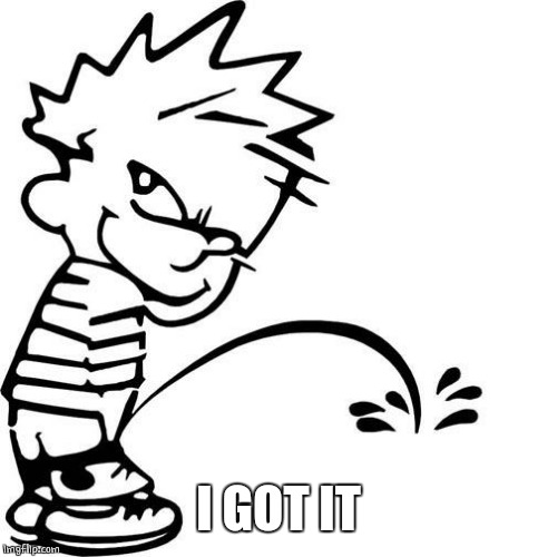 Calvin Peeing | I GOT IT | image tagged in calvin peeing | made w/ Imgflip meme maker