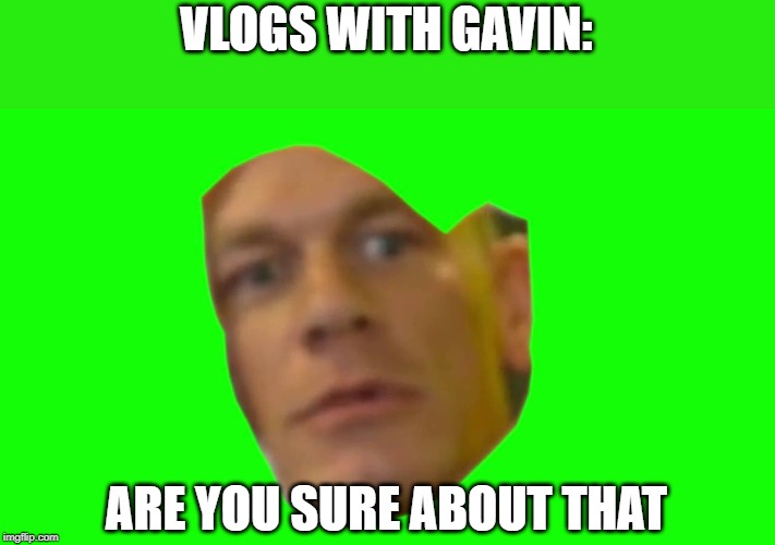 Are you sure about that? (Cena) | VLOGS WITH GAVIN: ARE YOU SURE ABOUT THAT | image tagged in are you sure about that cena | made w/ Imgflip meme maker