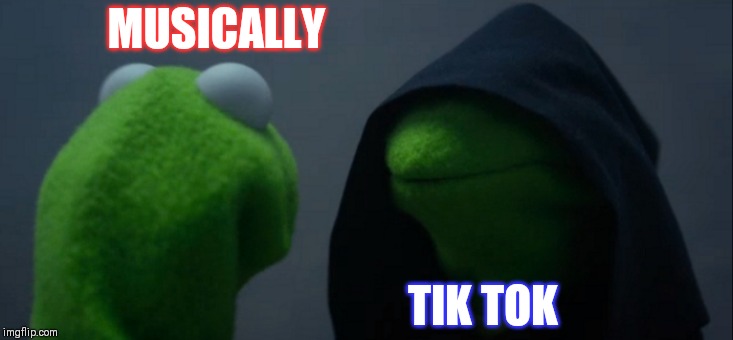 Evil Kermit Meme | MUSICALLY; TIK TOK | image tagged in memes,evil kermit | made w/ Imgflip meme maker