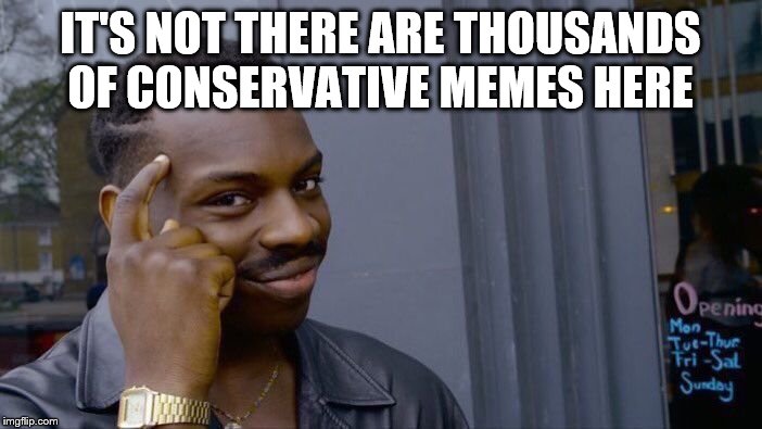 Roll Safe Think About It Meme | IT'S NOT THERE ARE THOUSANDS OF CONSERVATIVE MEMES HERE | image tagged in memes,roll safe think about it | made w/ Imgflip meme maker