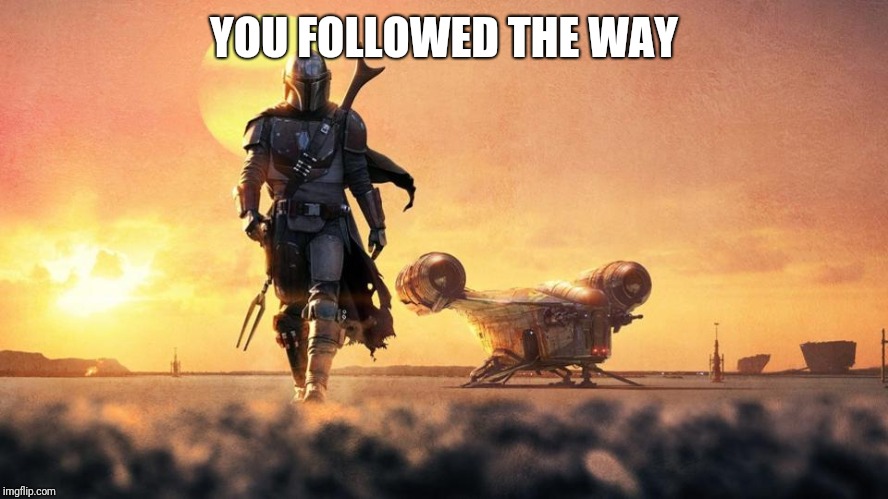 Mandalorian | YOU FOLLOWED THE WAY | image tagged in mandalorian | made w/ Imgflip meme maker