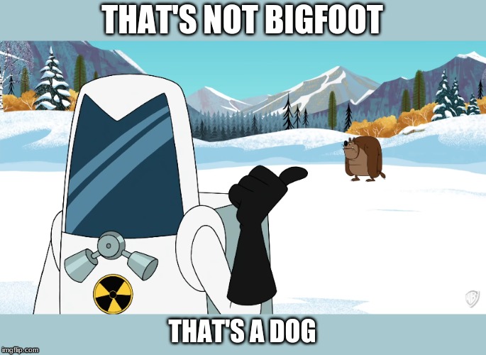 Bigfoot | THAT'S NOT BIGFOOT; THAT'S A DOG | image tagged in bigfoot,nuclear,winter | made w/ Imgflip meme maker