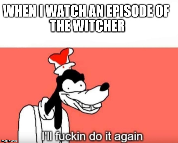 WHEN I WATCH AN EPISODE OF 
THE WITCHER | image tagged in goofy,the witcher,memes | made w/ Imgflip meme maker
