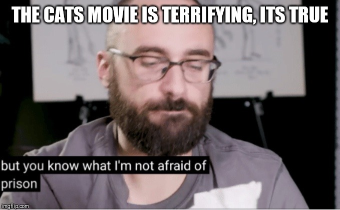 I am not afraid of prison | THE CATS MOVIE IS TERRIFYING, ITS TRUE | image tagged in i am not afraid of prison | made w/ Imgflip meme maker