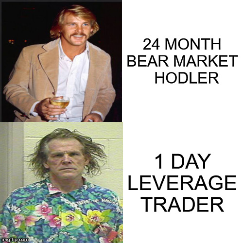 24 MONTH BEAR MARKET   HODLER; 1 DAY LEVERAGE TRADER | made w/ Imgflip meme maker