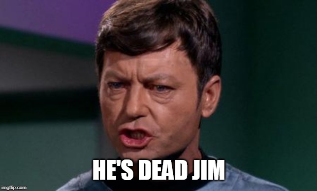 Dammit Jim | HE'S DEAD JIM | image tagged in dammit jim | made w/ Imgflip meme maker