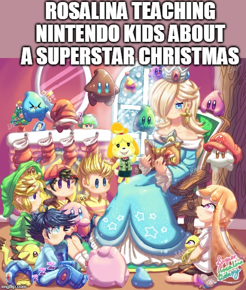 ROSALINA TEACHING NINTENDO KIDS ABOUT A SUPERSTAR CHRISTMAS | image tagged in memes,rosalina,nintendo,link,kirby,pikachu | made w/ Imgflip meme maker
