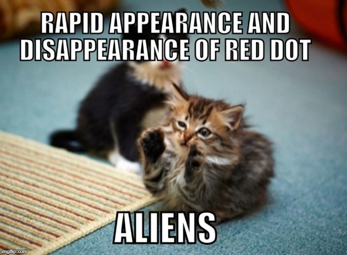 Aliens | image tagged in red dot,cat humor | made w/ Imgflip meme maker