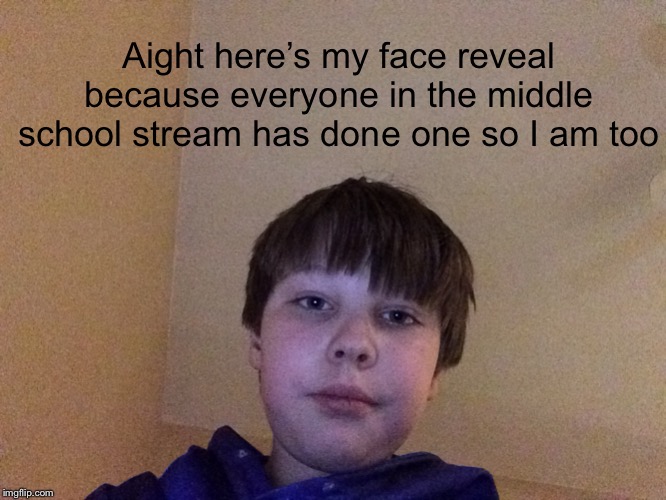 I know, I look like a 9 year old | Aight here’s my face reveal because everyone in the middle school stream has done one so I am too | image tagged in face reveal,me | made w/ Imgflip meme maker