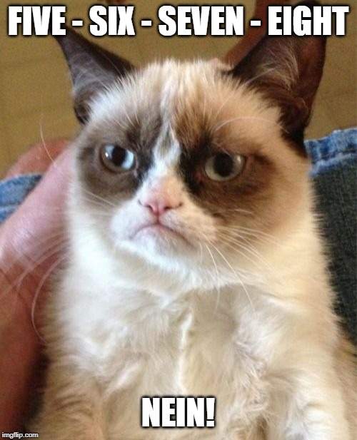 Grumpy Cat Meme | FIVE - SIX - SEVEN - EIGHT NEIN! | image tagged in memes,grumpy cat | made w/ Imgflip meme maker