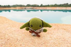 High Quality baby yarn yoda behind sand Blank Meme Template