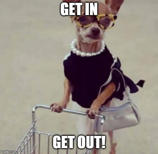 shopping | GET IN; GET OUT! | image tagged in shopping | made w/ Imgflip meme maker