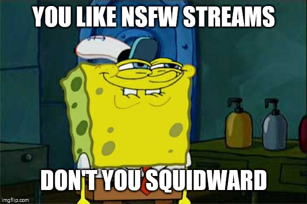 Don't You Squidward | YOU LIKE NSFW STREAMS; DON'T YOU SQUIDWARD | image tagged in memes,dont you squidward | made w/ Imgflip meme maker