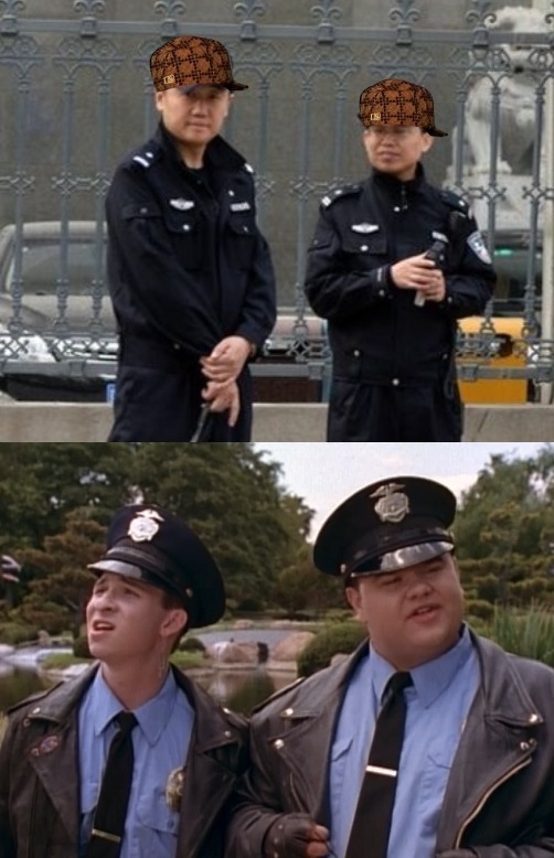 High Quality chinese cops bulk and skull Blank Meme Template