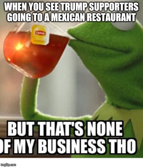 WHEN YOU SEE TRUMP SUPPORTERS GOING TO A MEXICAN RESTAURANT | image tagged in kermit the frog | made w/ Imgflip meme maker