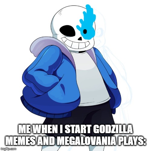 Sans Undertale | ME WHEN I START GODZILLA MEMES AND MEGALOVANIA PLAYS: | image tagged in sans undertale | made w/ Imgflip meme maker