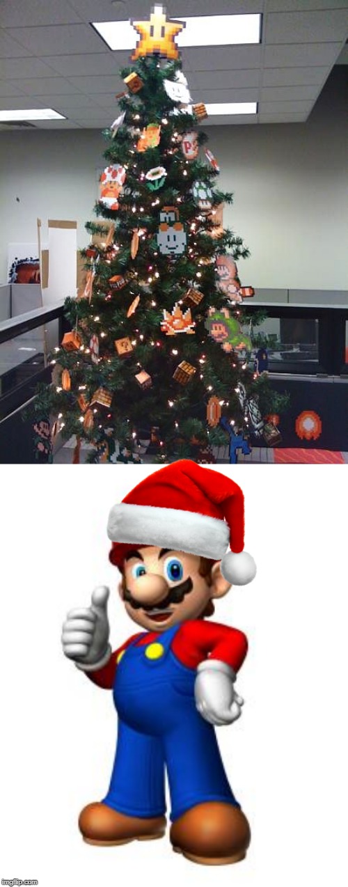 NOW THATS A TREE! | image tagged in mario thumbs up,christmas,memes,christmas tree,nintendo | made w/ Imgflip meme maker