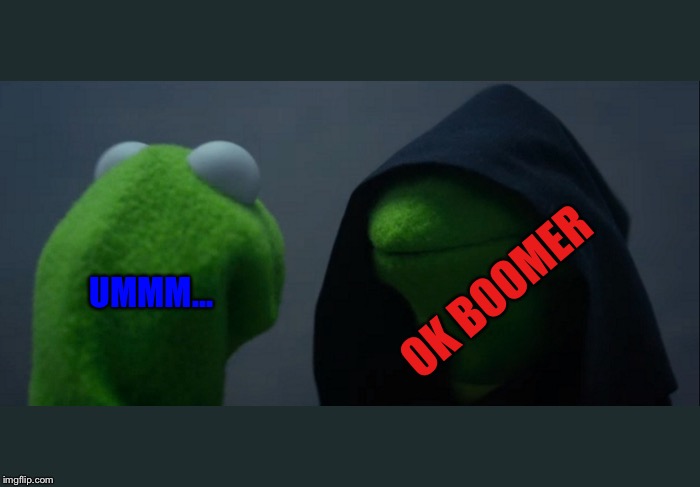 Evil Kermit Meme | OK BOOMER; UMMM... | image tagged in memes,evil kermit | made w/ Imgflip meme maker