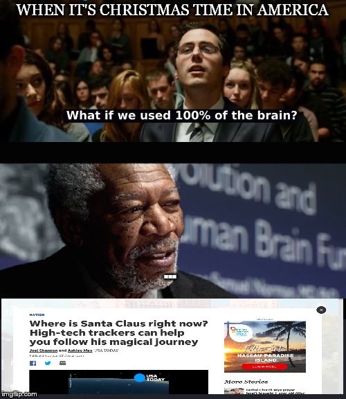 What if we used 100 % of the brain? | WHEN IT'S CHRISTMAS TIME IN AMERICA; … | image tagged in what if we used 100  of the brain | made w/ Imgflip meme maker