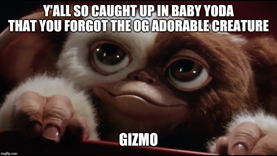 Y'ALL SO CAUGHT UP IN BABY YODA THAT YOU FORGOT THE OG ADORABLE CREATURE; GIZMO | image tagged in baby yoda,gremlins,gizmo | made w/ Imgflip meme maker