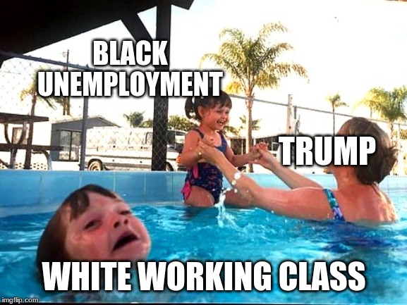Black unemployment | BLACK UNEMPLOYMENT; TRUMP; WHITE WORKING CLASS | image tagged in blacks,unemployment,trump | made w/ Imgflip meme maker