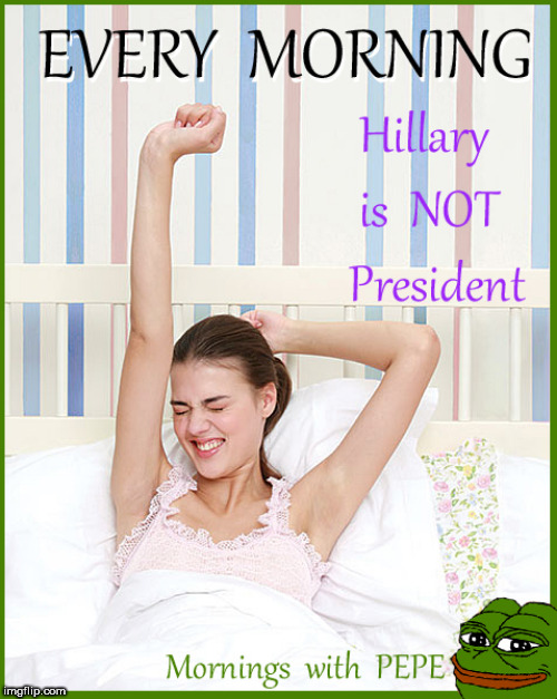 every day ....yeaah !!!!!!!!!! | image tagged in hillary clinton,not my president,politics,lol,babes,pepe | made w/ Imgflip meme maker