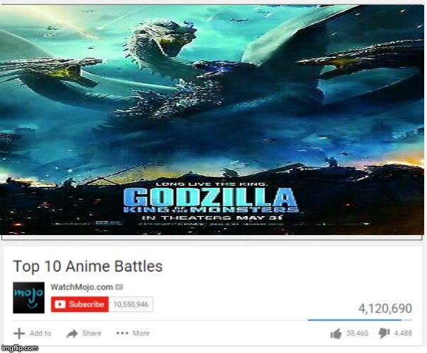 image tagged in top 10 anime battles,godzilla | made w/ Imgflip meme maker