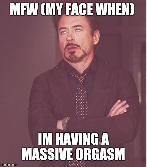 Face You Make Robert Downey Jr Meme | MFW (MY FACE WHEN); IM HAVING A MASSIVE ORGASM | image tagged in memes,face you make robert downey jr | made w/ Imgflip meme maker