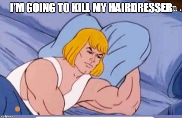 He man | I'M GOING TO KILL MY HAIRDRESSER | image tagged in he man | made w/ Imgflip meme maker