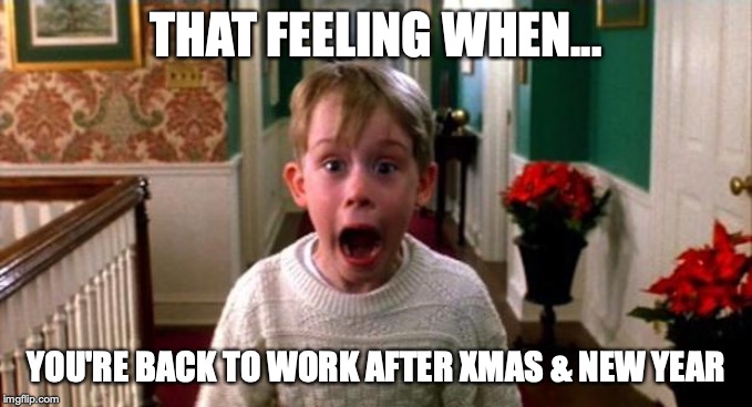 Kevin Home Alone | THAT FEELING WHEN... YOU'RE BACK TO WORK AFTER XMAS & NEW YEAR | image tagged in kevin home alone | made w/ Imgflip meme maker