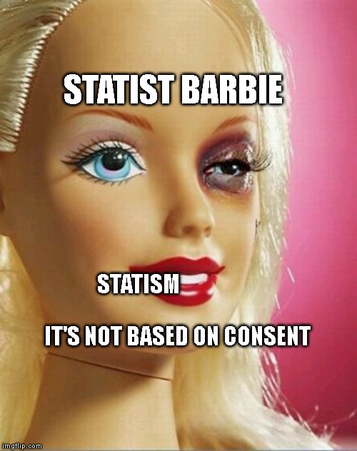 Black Eye Barbie | STATIST BARBIE; STATISM                                              IT'S NOT BASED ON CONSENT | image tagged in black eye barbie | made w/ Imgflip meme maker