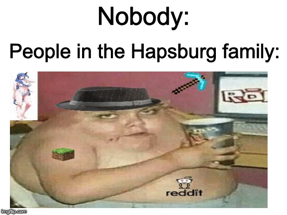 History Meme #5 | Nobody:; People in the Hapsburg family: | image tagged in blank white template,deformed | made w/ Imgflip meme maker
