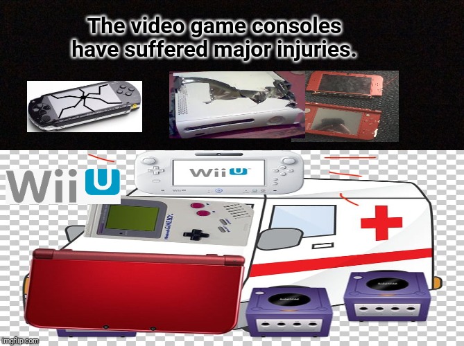 The Ambulance | The video game consoles have suffered major injuries. | image tagged in memes,meme,consoles,gaming,ambulance | made w/ Imgflip meme maker