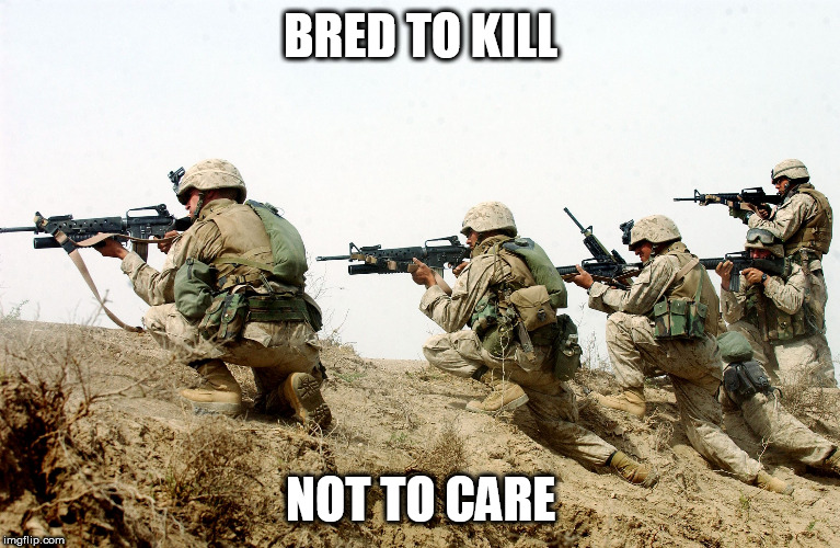 Disposable Heroes |  BRED TO KILL; NOT TO CARE | image tagged in soldiers,metallica,disposable heroes,military,mass murder,metal | made w/ Imgflip meme maker