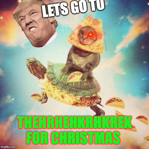 Space Pizza Cat Turtle Tacos | LETS GO TO; THEHRHEHKRHKREK FOR CHRISTMAS | image tagged in space pizza cat turtle tacos | made w/ Imgflip meme maker