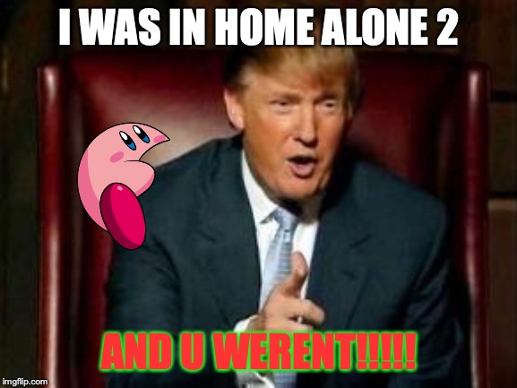Donald Trump | I WAS IN HOME ALONE 2; AND U WERENT!!!!! | image tagged in donald trump | made w/ Imgflip meme maker