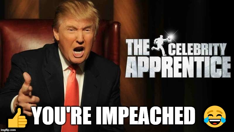 You're Impeached | 👍YOU'RE IMPEACHED 😂 | image tagged in trump,donald trump,impeached,trump impeached,the apprentice,celebrity apprentice | made w/ Imgflip meme maker