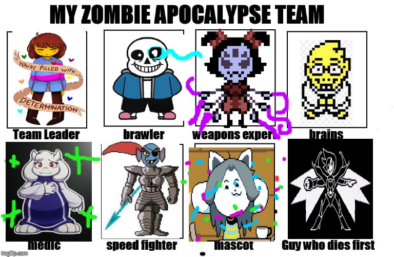 Undertale in a nutshell :P | image tagged in my zombie apocalypse team | made w/ Imgflip meme maker