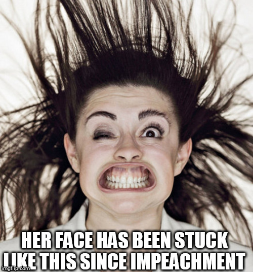 democrat | HER FACE HAS BEEN STUCK LIKE THIS SINCE IMPEACHMENT | image tagged in democrat | made w/ Imgflip meme maker