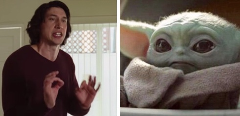 Adam Driver & Baby Yoda Argue Blank Meme Template